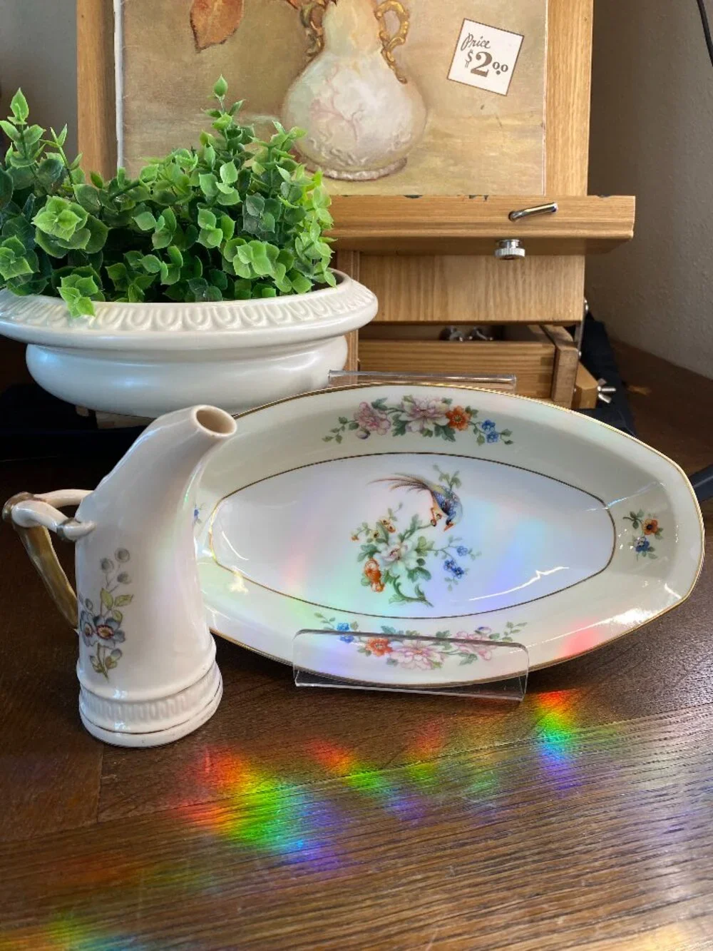Antique 1920's Imperial Heinrich & Co Selb Bavaria Relish Dish Songbird